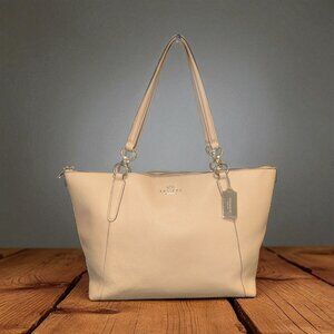 Coach Ava Tote Bag F57526 Tan Crossgrain Leather Gold Shopper Handbag Satchel